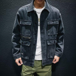Meeste Jaapani Retro Denim Jakk - Kevad/S&uuml;gis Mood, High-Street Stiil, K&otilde;ikjale Sobiv Vabaaja T&ouml;&ouml;riiete Pealmine Osa 3XL must