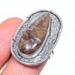 Fossil Coral Handmade 925 Sterling Silver Jewelry Ring Size 6.5 n9i55