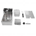 Elektriiline Frit&uuml;&uuml;r Roostevaba Teras 6L &Uuml;he Korviga Reguleeritav Temperatuur Lauapealne Frit&uuml;&uuml;rimasin US Plug 110V 1700W