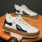 Paksude talladega meeste vulkaniseeritud kingad PU nahast meeste tossud Kulumiskindlad Mugavad jooksujalatsid meestele Zapatillas De Hombre 39 valge