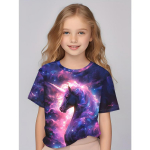 Lasteriided T&uuml;drukutele Lummav 3D haldjaprinteriga l&uuml;hikeste varrukatega T-s&auml;rk Topid Mugavad kaelakaelusega vabaaja s&auml;rgid Laste t&uuml;drukute riided 100