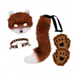 Kunstkarusnahast rebase saba komplekt Kassihundi cosplay kost&uuml;&uuml;m Palusmask kohev K&auml;pp Kindad Halloweeni j&otilde;ulupeo rollim&auml;ngu aksessuaarid F