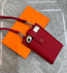 Piiri&uuml;lene Ehtsast Nahast Lit&scaron;i Mustriga Naiste Ristkandmiseks Telefoni K&auml;sikott Moodne Ja Mitmek&uuml;lgne Vertikaalne Mini &Otilde;lakott Kingikarbiga Length 11cm X Height 17cm punane