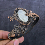 Moonstone Handmade Copper Wire Wrap Cuff Bangle Adjustable j1l82