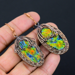 Abalone Shell Handmade Copper Wire Wrap Jewelry Earring 2.64 d7r76