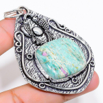 Ruby in Fuchsite Ethnic Handmade 925 Sterling Silver Jewelry Pendant 2.96 E4L77