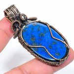 Natural Lapis Lazuli Gemstone Handmade Copper Wire Wrap Pendant 2.52 a1i68