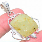 Natural Prehnite Gemstone Handmade 925 Sterling Silver Pendant 2.05 a6k18