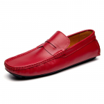 Itaalia disain Meeste vabaajajalatsid Suvi Ehtne nahk Meeste mokassiinid Moccasins Slip-on Meeste korterid Hingavad Meeste s&otilde;idujalatsid 37 punane
