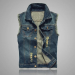 2025 Meeste Slim Fit Denim Vest - Korea stiilis varrukateta vest kevadiseks ja s&uuml;giseseks hooajaks suures suuruses 5XL tumesinine v&auml;rv