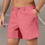 Men's summer solid color button elastic five division shorts Men's beach pants casual pants L