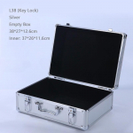 Kaasaskantav alumiiniumist kandekohver parooliga, ohutusvarustuse ja instrumentide hoiustamiseks, reisimiseks, k&auml;eshoitav t&ouml;&ouml;riistakast lukuga L38 Silver Key Lock Empty box