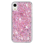 For iPhone XR 6.1 inch TPU Cell Phone Case Drop Protection Epoxy Glittery Sequins Cover Pink