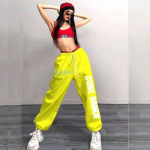 Suurem&otilde;&otilde;tmelised tindirohelised spordip&uuml;ksid naistele lahtised p&uuml;ksid Hip Hop-h-riistvarap&uuml;ksid Retroprinteriga Jazz Street Dance pikad p&uuml;ksid M