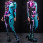 3D digitaaltr&uuml;kk Lavakost&uuml;&uuml;mid T&auml;iskasvanutele Halloweeni &Uuml;ritused Karnevali Teemapidu Cosplay Riietus M&auml;ngimine Jumpsuit Adults S