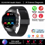 2025 Uus Safiirklaasist Mitteinvasiivne Tervisej&auml;lgimise Nutikell Laserteraapia Vererasv Kusihappe EKG Nutikellad Xiaomi jaoks Black Mesh