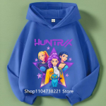 KPop Deemonik&uuml;ttide Huntrix Kapuutsiga pusa Laste Kapuutsiga pusa Beebit&uuml;drukute Pullover Kapuutsiga pusad Poiste Mood &Uuml;leriided Lasteriided 140