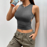 DAFIFY Naiste moe vabaaja suvekevadine &uuml;hev&auml;rviline printimine varrukateta O-kaelusega pluusid ja s&auml;rgid XL