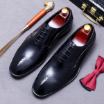 Luksuslikud meeste Oxford kingad Ehtne nahk Brogue Pruun Paeltega Wingtip Formaalne kontori pulmapeo jalats 6 must