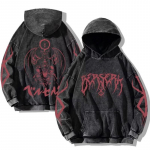 Harajuku Anime Berserk Guts Print Kapuutsiga meeste naiste Vintage Manga kapuuts Suures suuruses t&auml;navar&otilde;ivad Meeste puuvillane klassikaline dressipluus XXXL