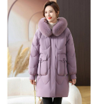 Naiste pusa talveks 50-aastastele keskealistele ja eakatele naistele emade riided keskmise pikkusega rebasesulgedest kraega jope L