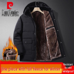 Pierre Cardin Men's Hooded Fleece-Lined Winter Puffer Jacket L