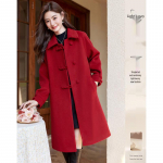 Women's Elegant Mid-length Wool Blend Coat M