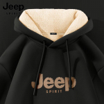JEEP SPIRIT Meeste raske kaaluga fliisvoodriga kapuutsiga dressipluus 2XL must