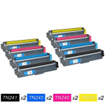 8-pakk TN241BK TN245C TN245M TN245Y &Uuml;hilduvad toonerikassetid BrotherHL3140CW,HL3150CDW,HL3150CDN,HL3170CDW,DCP9020CDW jaoks
