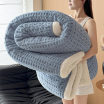Luksuslik paksenenud lambavillast fliistekk - Pehme, soe korallveluurist viske tekk talveks, uinakuteks v&otilde;i diivanil kasutamiseks 180x200cm Single Blanket