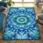 Uus toode! V&auml;rviline Mandala Lillede Teemaline Vaip Kodu Kontor Suur Ala Dekoratiivne Matt Jooga Aed R&otilde;du Nelja Hooaja Matt Kingitus 60*90cm blue