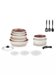 Batterie de cuisine Arthur Martin Batterie 18 pi&egrave;ces cr&egrave;me AM1453 CREME valge