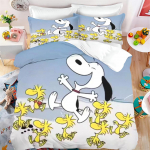 Multikas Snoopy Voodipesukomplektid Voodikate Tekikate Padjap&uuml;&uuml;r 2-3 Osaline Komplekt Poiss T&uuml;druk Kodu Magamistoa Kaunistus EU Single 135x200cm