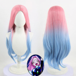 Anime Mizi Cosplay Tulnuka Lava Kost&uuml;&uuml;m Parukas Tume Sinine Kleit Roosa Sinine Kindad Sukad V&ouml;&ouml; Komplekt &Uuml;htne Halloweeni Kost&uuml;&uuml;m Naisele One Size hall v&auml;rv