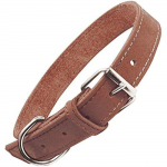 Collier en Cuir Nubuck - GLORIA - D-Shape - Ajustable - Marron - Chien pruun