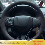Car Steering Wheel Cover Suede Leather For Honda Fit City Jazz 2014- Vezel 2015-2017 HRV 2016- ize Car Accessory Beige Thread