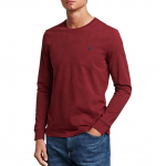 Polo Ralph Lauren logo tikandiga puuvillane &uuml;mmarguse kaelusega pikavarrukaline T-s&auml;rk Meeste pealisr&otilde;ivad 710587355-044 XS