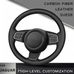 Hand Stitched Black white Leather non-slip Car Steering Wheel Cover For Jaguar XFL XE XJL F-PACE XKR E-PACE F-Type 3