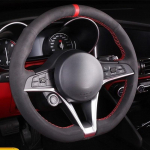 Hand-Stitched red line Red Label suede non-slip car Steering Wheel Cover For Alfa Romeo Stelvio Giulia Auto Parts 1