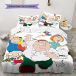 Family Guy Mustriga Voodipesu Tekikott Komplekt Tekikott Padjap&uuml;&uuml;r Kodu Dekoor S&uuml;nnip&auml;evakingitus (1 * tekikott + 2 * padjap&uuml;&uuml;ri, ilma s&uuml;damikuta) 135x200cm