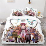 Anime &Uuml;HE T&Uuml;KI Voodipesukomplekt Ruffy Tekikate 3D-tr&uuml;kiga Tekikate Padjap&uuml;&uuml;r Lastele Poistele Teismelistele Magamistoa Kaunistus EU Single(135*200cm)3pcs gray