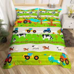 Armas Multikas Talu Loomade Tekikate Veoauto Traktor Voodipesu Komplekt Talumaja Maakodu Hubane Tekikate Poiste Teismeliste Toa Dekooriks US Twin(172*218cm)3pcs