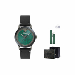 Versace Kvartsikell Nahkrihm 40mm Roheline sihver Vabaaja Mood Veekindel Paarikell Meeste kellad VE9G00224 Green[Ink Floral Box+Belt]