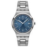 SWATCH Essentials automaatse mehaanilise mehhanismiga, 30 m veekindlusega unisex k&auml;ekell, 42 mm sinine sihverplaat YIS435G Blue Dial