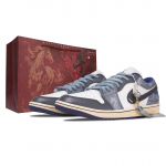 Jordan Air Jordan 1 Jieji Tengyun Libisemisvastased Kulumiskindlad Madalad Vintage Korvpallijalatsid Meeste Sinine Hall 553558-147(Team73-) 40.5