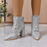 Elegantsed Naiste pahkluusaapad Talvised paelad Bling Bling keskpikkusega saapad Naistele Suur suurus Seksikad Luksuslikud k&otilde;rgekontsaga kingad Naistele 36 h&otilde;be