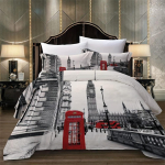 3 tk 3D Londoni t&auml;navate tr&uuml;kiga voodipesukomplekt, pehme mugav hingav tekikott, magamistoa k&uuml;lalistetoa kaunistuseks EU single(135x200cm) black