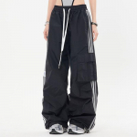 Kevad Suvi S&uuml;gis Y2K Cargop&uuml;ksid Naiste N&ouml;&ouml;riga Taskutega Laiad S&auml;&auml;red &Scaron;ikid Punk P&uuml;ksid Baggy Triibulised Spordi Sweatpants Parachute Jogger P&uuml;ksid L