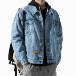 Denim Pockets jakk Meeste trend Student Wild Loose Kombinesoon Mantel M sinine