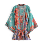 2024 kevadine naiste lilleline kimono-kardigan puuvillase v&ouml;&ouml;ga Small sinine